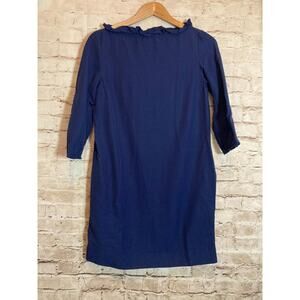COS Dress Womens 4 Navy Blue Shift Ruffle Boat Neck Office Career Wear Capsule